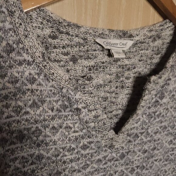 Coldwater Creek Blue White Textured Relaxed Fit Summer Sweater Large - Picture 4 of 7